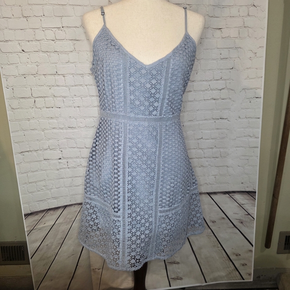 Abercrombie & Fitch Dresses & Skirts - Abercrombie & Fitch Mixed-Stitch Eyelet Lace Mini Dress in Pale Blue Size M